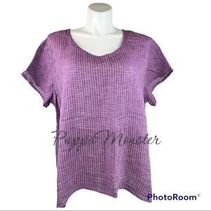 New FLAX Blossom Blouse Linen Top Shirt 2G 2X Sangria Purple